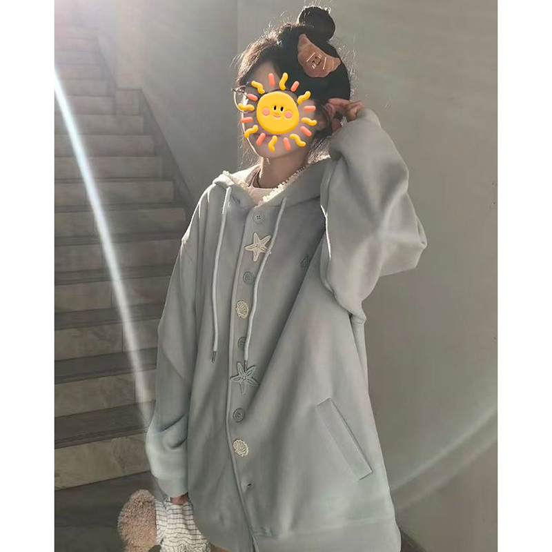 胖mm特大码230斤多巴胺刺绣学院风开衫连帽卫衣女春秋款学生外套