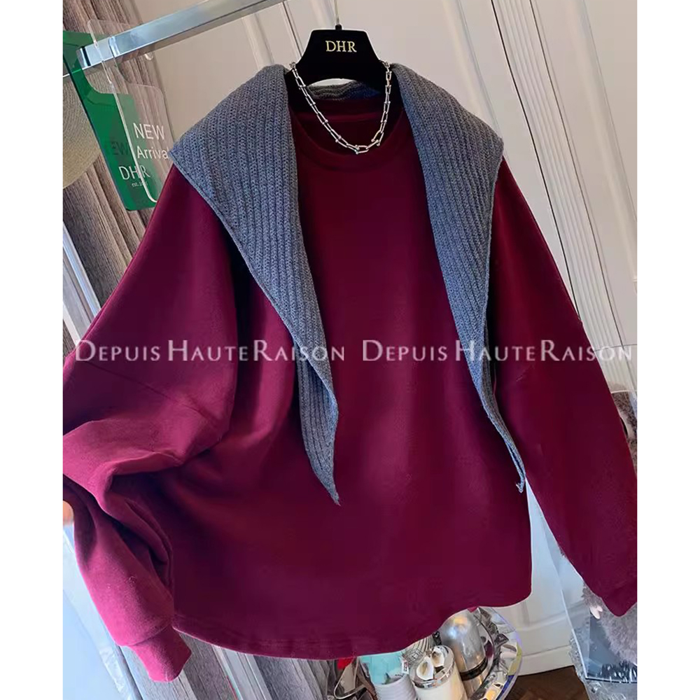 胖mm特大码300斤磨毛德绒厚款针织披肩卫衣女秋冬两件套宽松上衣