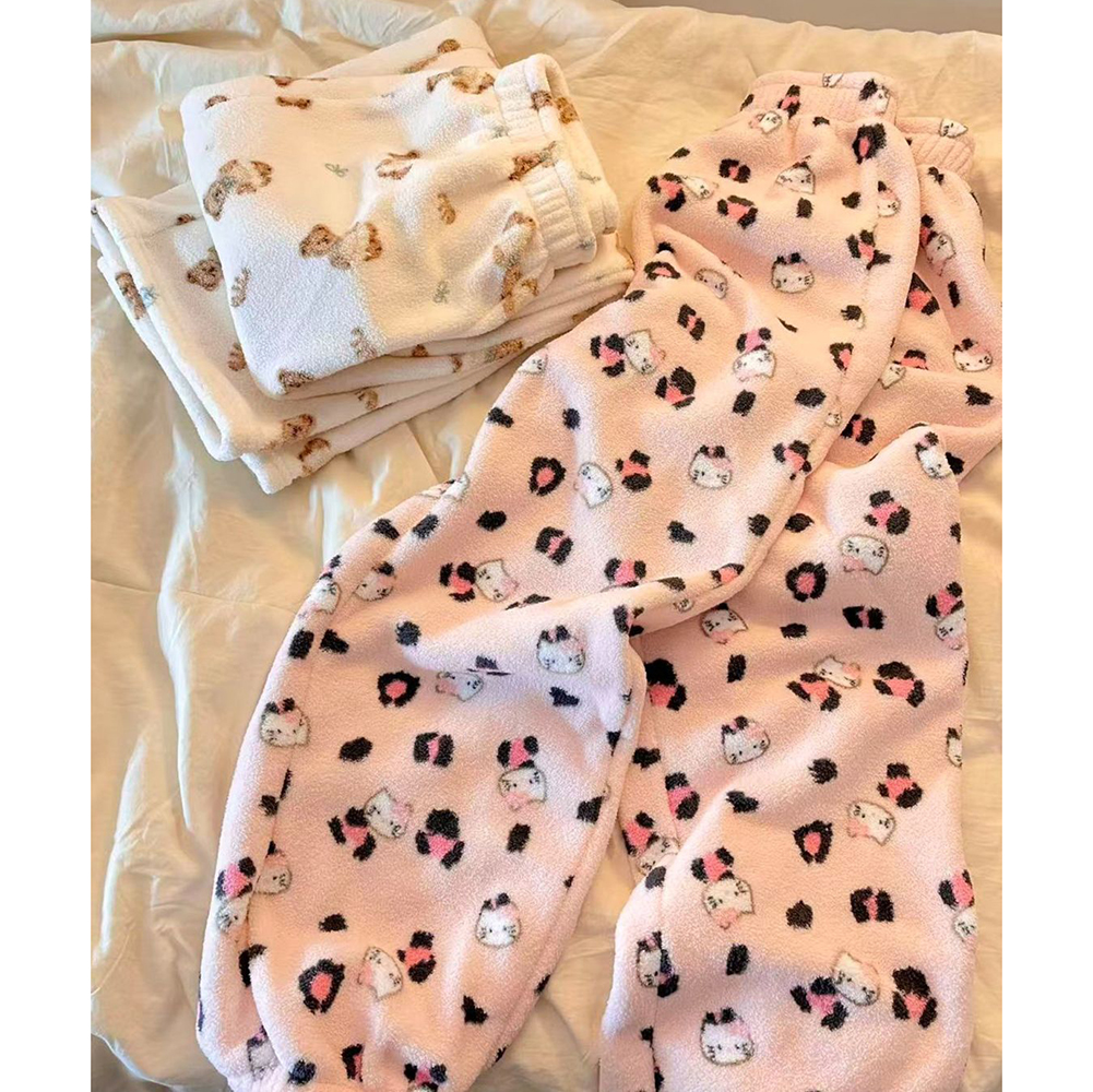 胖mm特大码300斤珊瑚绒睡裤女秋冬季宽松保暖休闲可外穿家居长裤