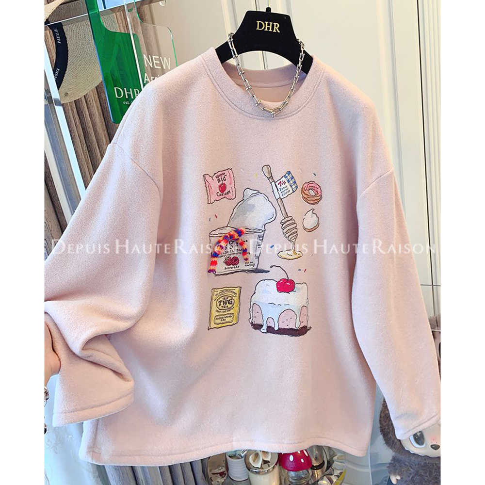 胖mm特大码300斤软糯毛巾料长袖T恤加绒保暖打底衫宽松上衣女秋冬