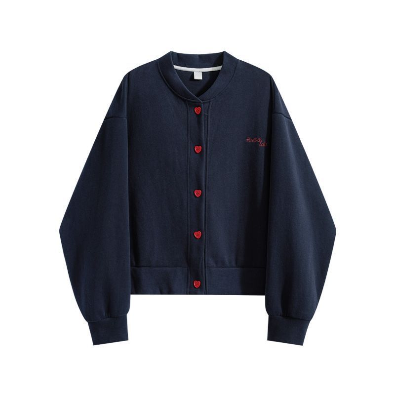 胖mm特大码300斤卫衣短外套女春秋爱心扣开衫上衣休闲宽松棒球服