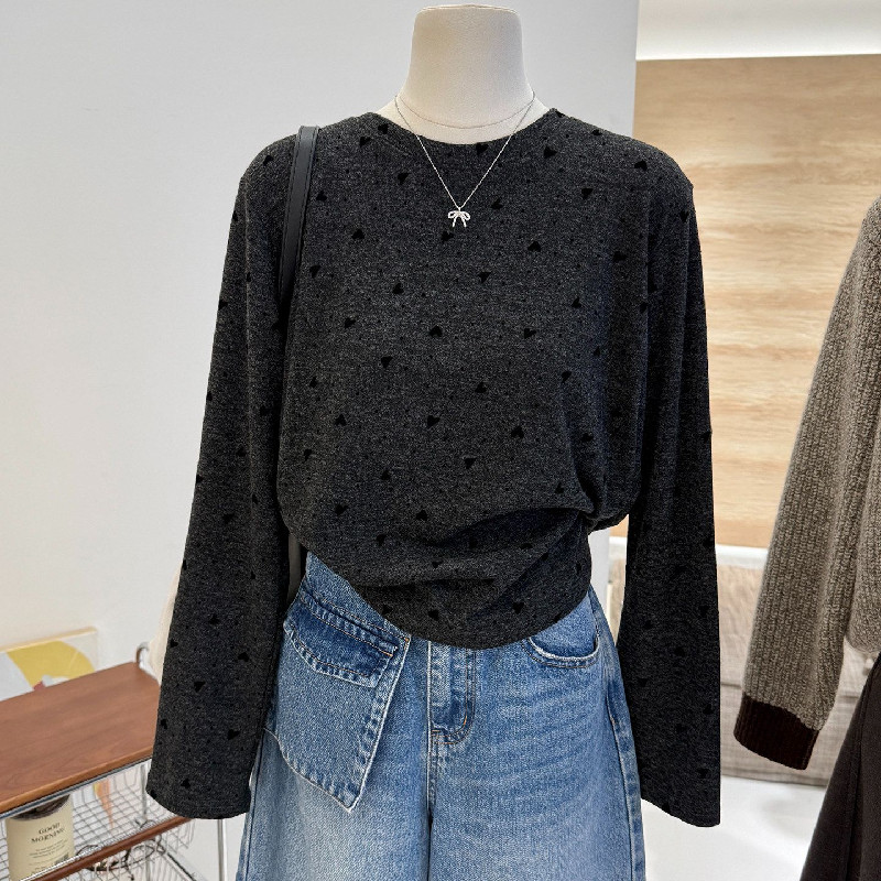 螺纹德绒大码300斤早春韩系百搭爱心加厚磨毛长袖打底衫T恤女上衣,女装/女士精品,大码内搭,淘宝优惠券,粉丝福利购,淘宝优惠卷