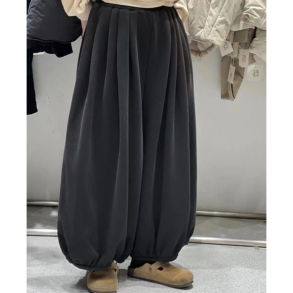 胖mm特大码300斤港风复古灯笼阔腿裤女秋冬宽松加绒松紧腰休闲裤