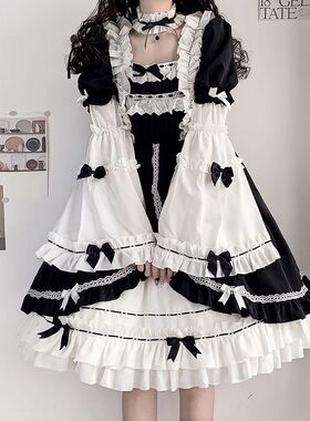 宽松胖mm特大码300斤萝莉裙女夏暗黑系甜美日系软妹洛丽塔连衣裙