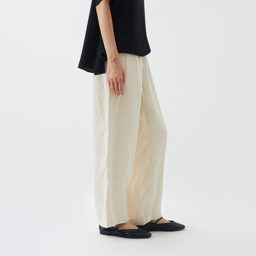 长丝亚麻宽松慵懒直筒裤