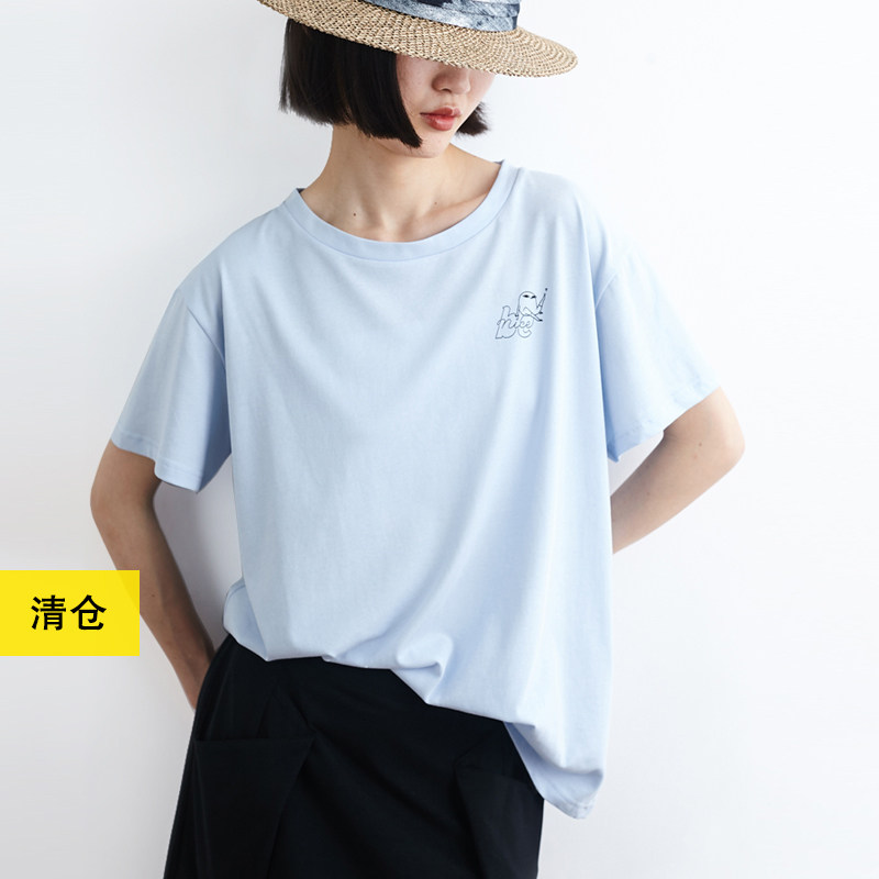 清仓／BeNice纯棉宽松T恤衫小鱼春夏季宽松棉针织印花女短袖tee恤