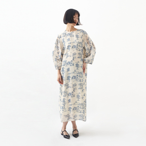 春夏新品青花森系瓷白印花连衣裙