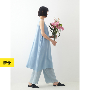清仓/多色清凉亚麻文艺轻盈背心裙 小鱼夏季原创简约无袖连衣裙女