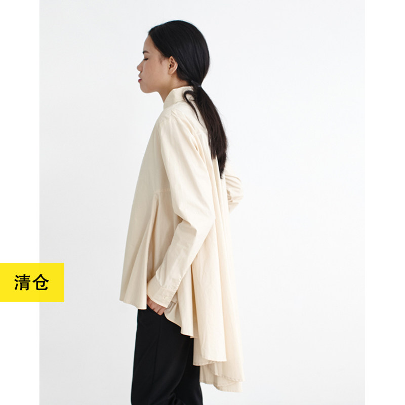不规则小鱼纯色简约大摆女士衬衫