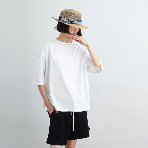 环保纯棉中袖宽松T恤衫