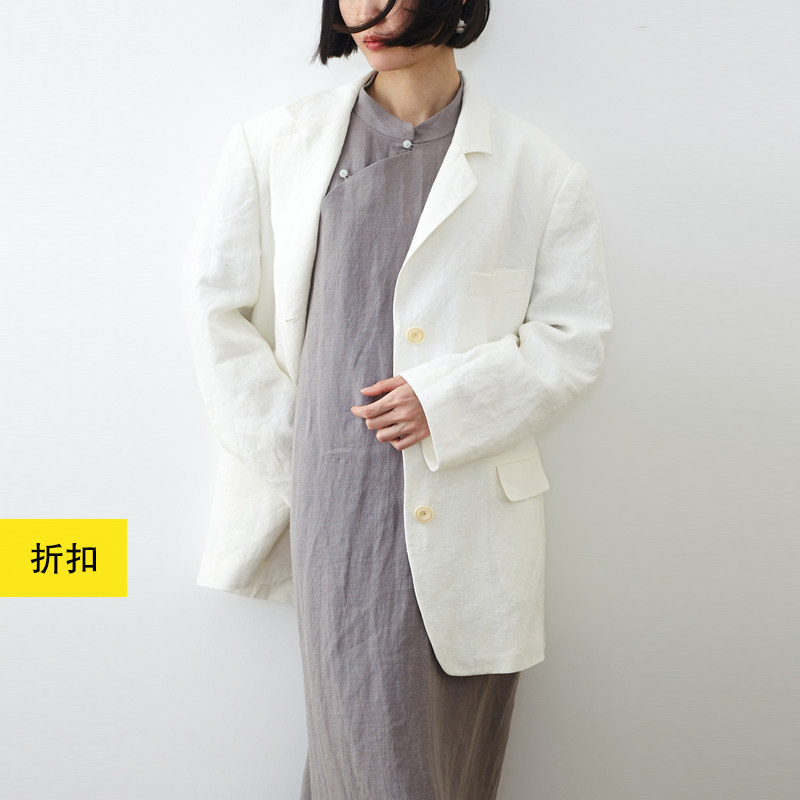 亚麻通勤慵懒百搭气质西装