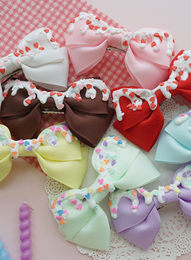手作lolita甜系发夹边夹 奶油爱心甜点双马尾发夹可爱日系