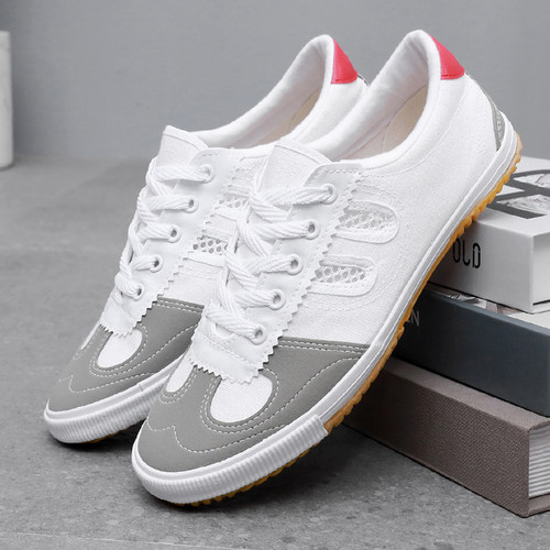 排球鞋男女帆布鞋防滑耐磨牛筋底网球鞋学生体考鞋轻便软底跑步鞋