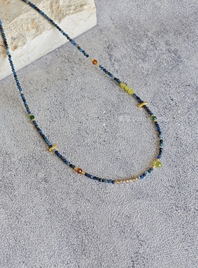 素蕴｜天然石琉璃纯银串珠原创手工项链 油画配色 百搭适合叠戴