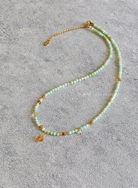 素蕴｜天然石琉璃串珠原创手工项链 清新配色 通勤百搭不撞款