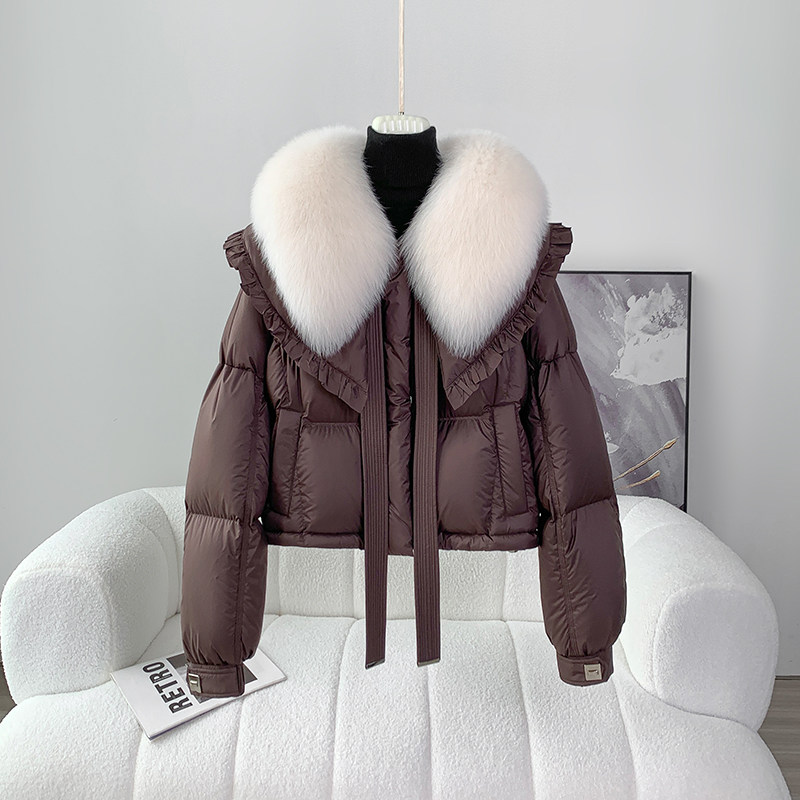 2023秋冬新款狐狸毛皮草外套女鹅绒服蝴蝶结女短款小个子穿搭大衣,女装/女士精品,皮草,淘宝优惠券,粉丝福利购,淘宝优惠卷