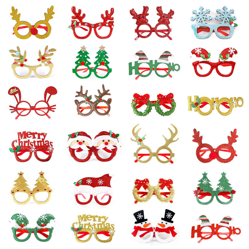 Pinjian Christmas Antlers Glasses Christmas Hat Set Adult C