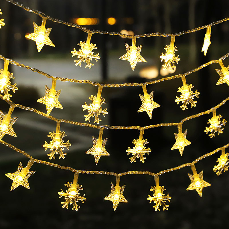 Cross border pentagram string battery star colored lights,