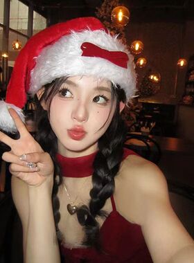 Christmas hat, bow, Christmas hat, cosplay clothing, women'
