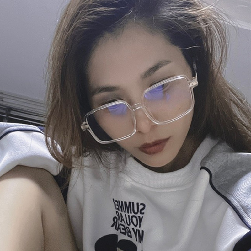 2022新款透明框TR90防蓝光近视眼镜架女小红书同款素颜神器平光镜