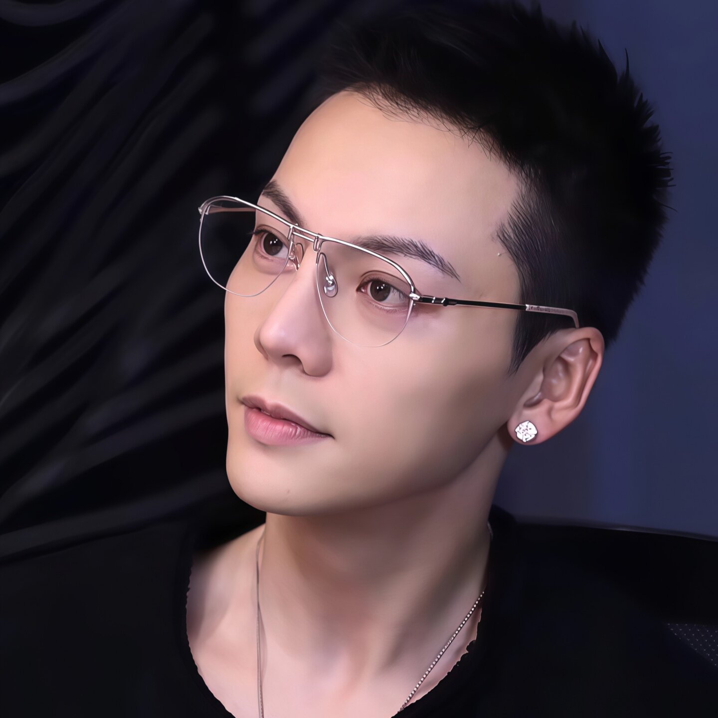 陈伟霆同款半框眼镜男斯文痞帅高级感复古素颜金丝眼镜框近视镜框