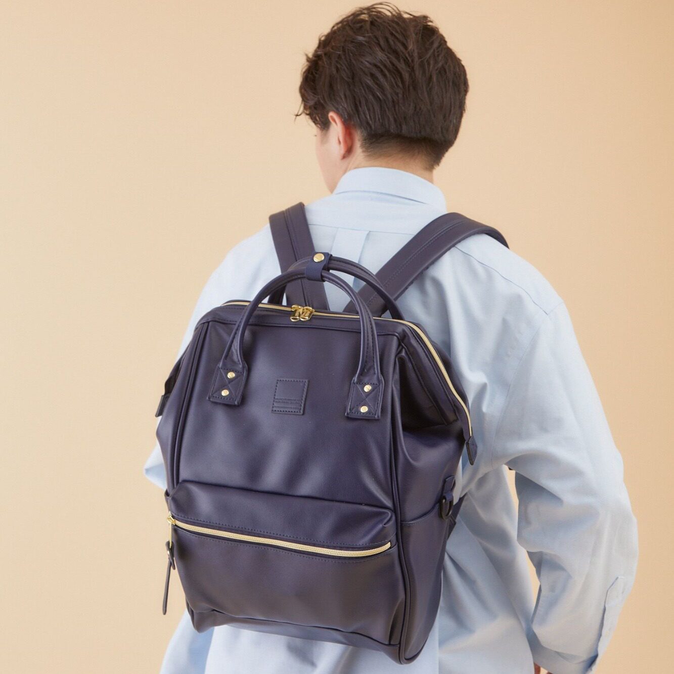 日本乐天双肩包pu口金皮革出游旅行背包女包学生书包bags後背包