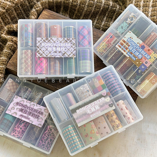 RONGYUEBEAR榕悦熊秋冬美拉德格纹豹纹毛茸茸碎花美甲转印纸