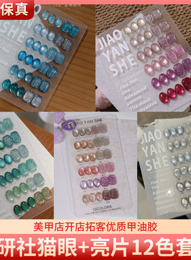 JYS胶研社玫瑰蓝调森屿香槟银系12色猫眼亮片套装美甲甲油胶