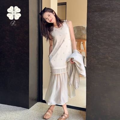 不可言喻的美丽重磅绣珠背心长裙