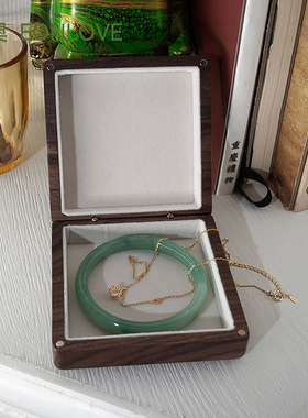 胡桃木实木手镯盒首饰项链手环手链项链戒指包装收纳礼盒卡通木盒