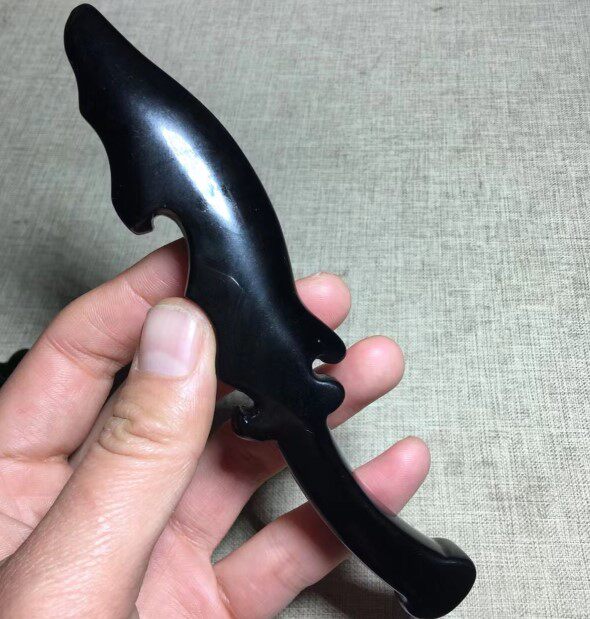 천연 흑요석 크리스탈 칼 단검 검
