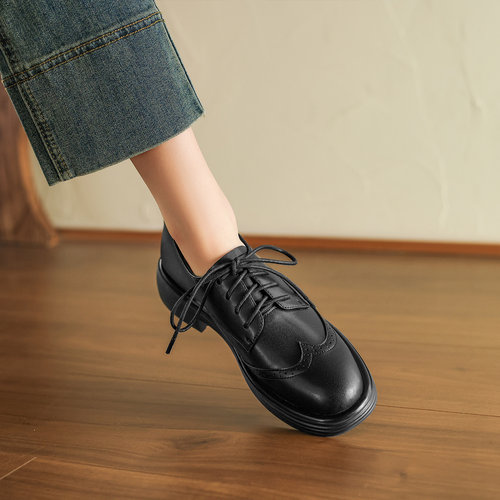 西村名物真皮复古深口单鞋