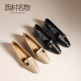 西村名物山茶花优雅单鞋女2026春季新款时髦百搭复古方头粗跟女鞋
