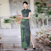 江南春天旗袍秀走秀高端演出服2025新款 演出服 墨染翠竹绝美新中式