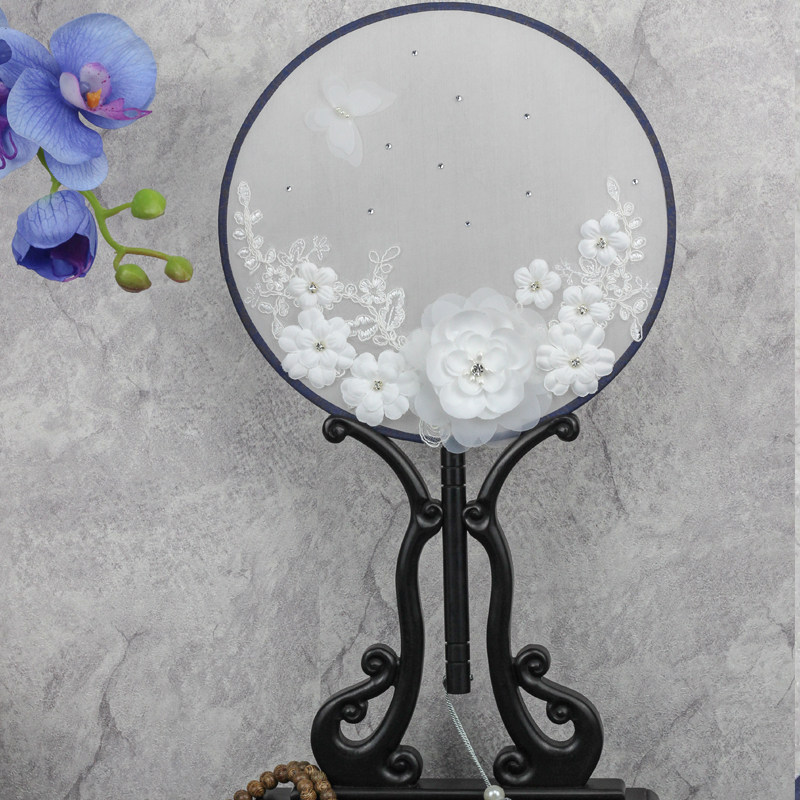 古典团扇破云扇圆形女式扇子手工创意精美订花复古秋季中国风