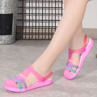 Baotou Crocs, women's wedge heels, garden beach shoes, jelly sandals, flat anti-slip, beach vacation thick-soled flip-flops thumbnail 3
