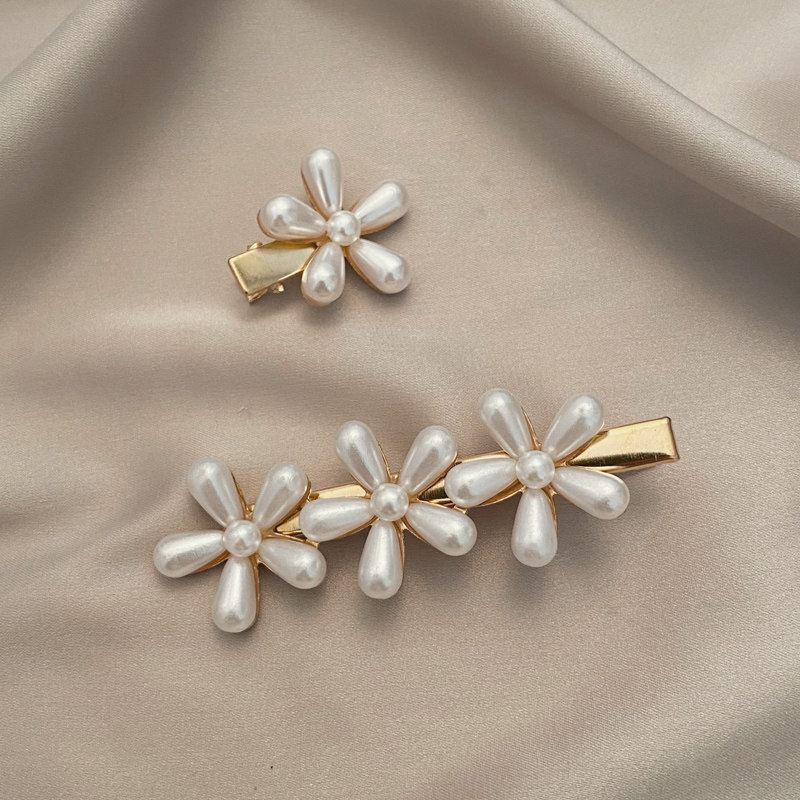 珍珠发夹侧边发卡一字夹儿童刘海夹子女头饰卡子流海头顶新品边夹