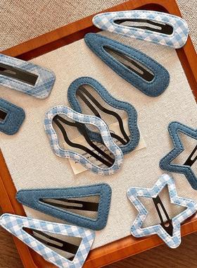 2个甜美百搭蓝色系简约刘海发夹掰掰夹少女心牛仔蓝碎发卡子发饰