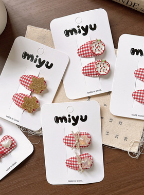 新款红色格纹可爱儿童小号bb夹刘海发夹女童百搭星星发卡侧边发饰