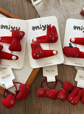 新年款可爱立体充棉可爱蝴蝶结儿童bb夹甜美百搭红色女童发夹发饰