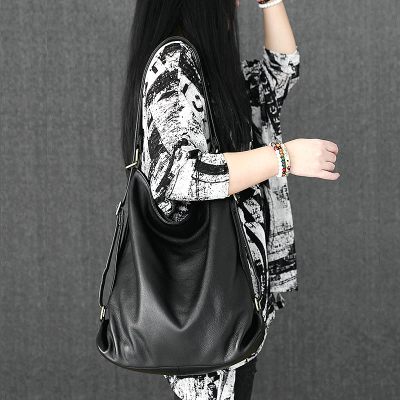 松弛感托特包多功能真皮大包软皮