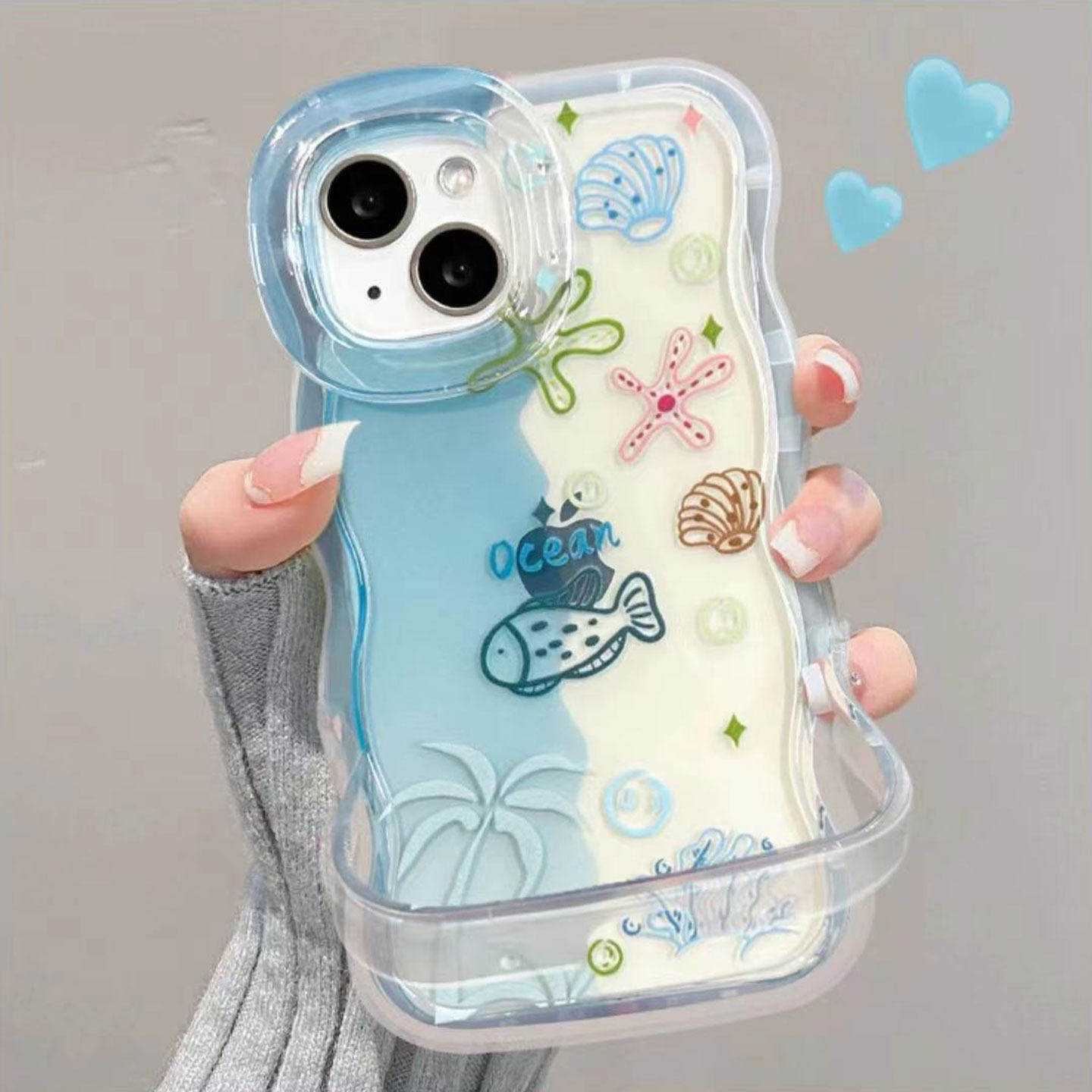 蓝底海洋生物双支架适用苹果17Promax手机壳iPhone16pro小米17华为mate80pura80k90reno15nova14荣耀400x300