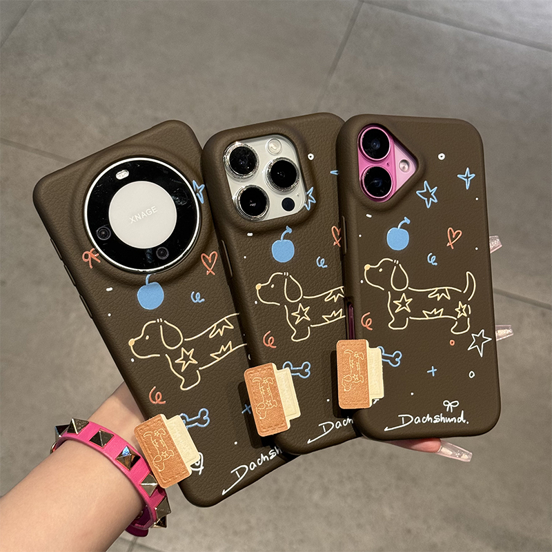 秋天腊肠小狗标签新款适用苹果17Pro手机壳iPhone16max小米15华为mate80pura70k80opporeno14荣耀400vivox100