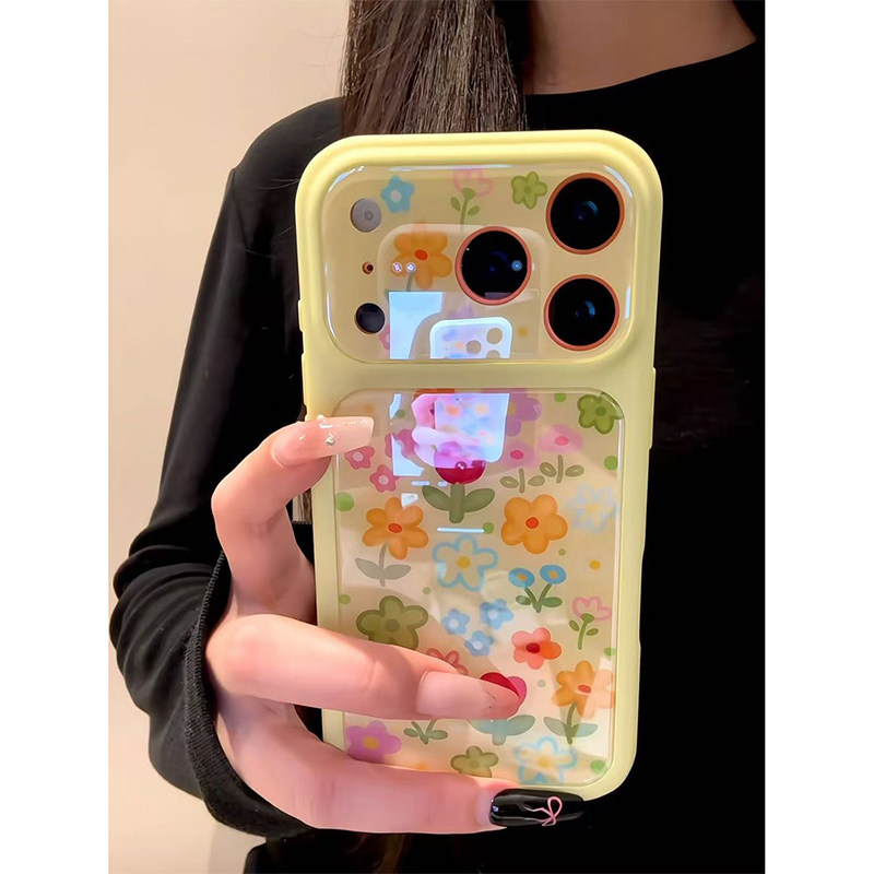 小清新油画小花新款适用苹果17promax手机壳iphone16plus巨好看ip15pro创意14por女款air小众13全包12防摔套