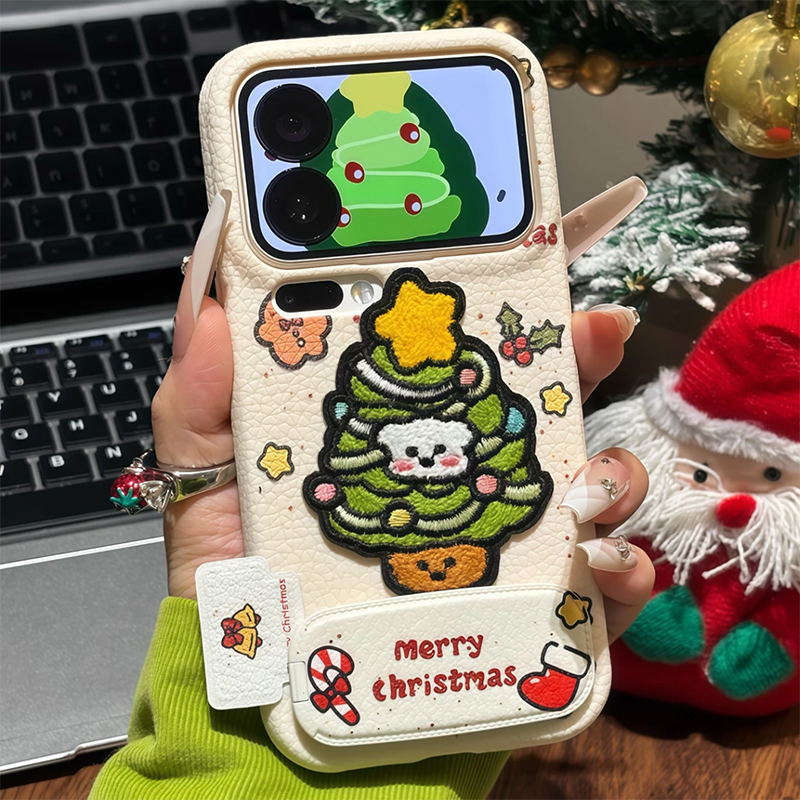 刺绣圣诞星星小狗新款适用苹果17Pro手机壳iPhone16max13小米15华为mate80pura70k80note14荣耀400x300magic7