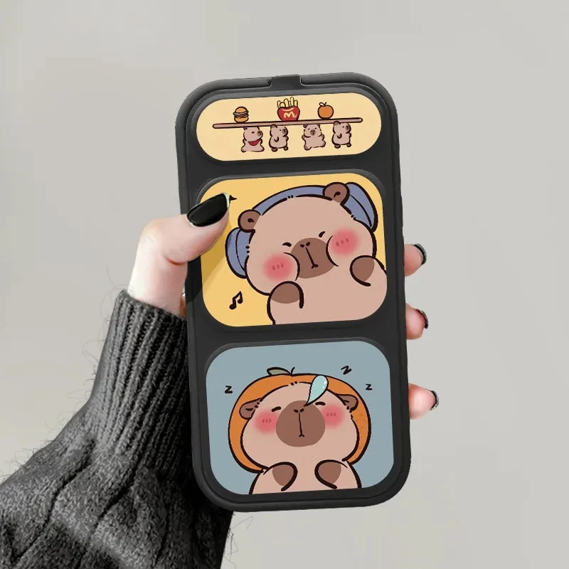可爱小豚鼠卡皮巴拉磁吸翻盖皮套适用苹果17Pro手机壳iPhone16max手机壳iPhone15小米14华为mate80pura70ip13