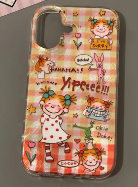 格纹coco酱适用苹果16pro手机壳iPhone15max小米15华为mate70荣耀100vivox200k50p60nova13reno12红米note14