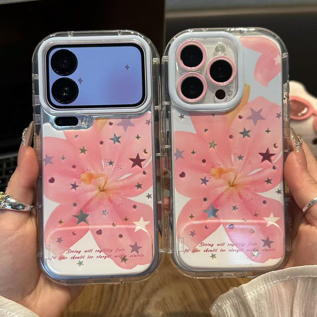 韩系ins星星百合花新款苹果17Pro手机壳iPhone16max13小米15华为mate80pura80k90nova14荣耀400x200一加ace5