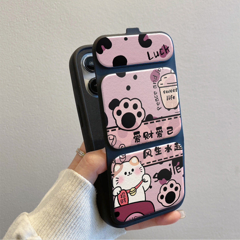 可爱招财猫咪新款磁吸翻盖适用苹果17Promax手机壳iPhone16Pro13手机壳iPhone15plus小米14华为mate80pura70