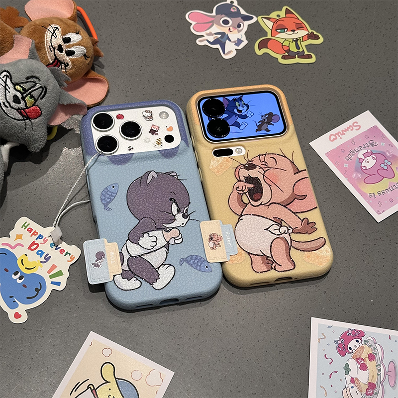 情侣汤姆杰瑞标签新款适用苹果17Pro手机壳iPhone16max小米15华为mate80pura70k80Reno14荣耀400x200vivos30